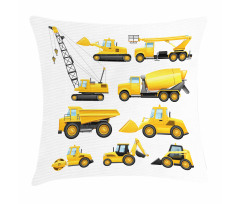 Construction Vehicles Pillow Cover