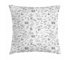 Monochrome Dollar Doodle Pillow Cover