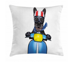 Bulldog on a Scooter Pillow Cover