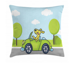 Puppy on the Road Pillow Cover