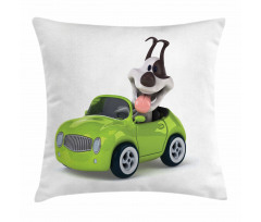 Fun Dog Sports Car Pillow Cover