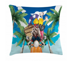 Puppy Tropic Island Pillow Cover
