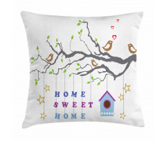 Bird Tree Stars Pillow Cover