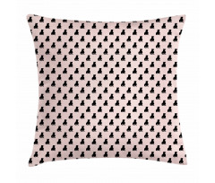 Black Silhouettes on Pink Pillow Cover