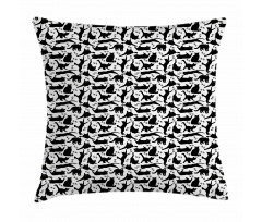 Black Cats Different Poses Pillow Cover