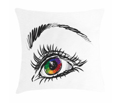 Colorful Pupil of a Woman Pillow Cover