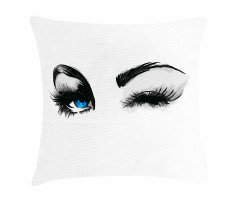 Flirty Young Woman Wink Pillow Cover