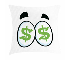 Green Dollar Signs Cartoon Pillow Cover