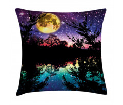 Night Sky Trees Pillow Cover