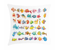 Happy Fish Abstract Pillow Cover