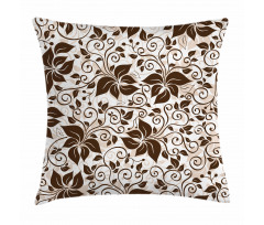 Brown Flower Leaves Pillow Cover