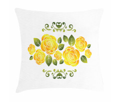 Roses with Swirl Frame Pillow Cover