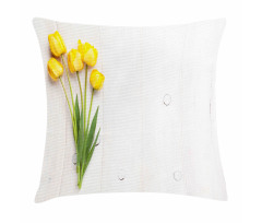 Tulips on Rustic Board Pillow Cover