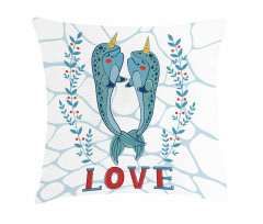 Whales in Love Design Pillow Cover