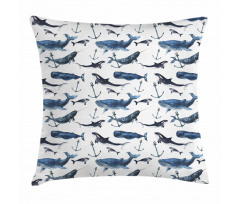 Orcas and Blue Whales Pillow Cover