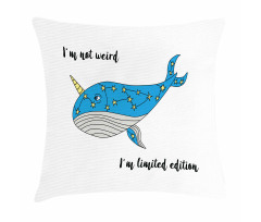 Hand Drawn Blue Whale Pillow Cover