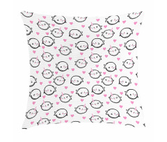 Doodle Style Whales Pillow Cover