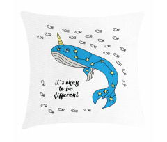 Blue Cartoon Whale Pillow Cover