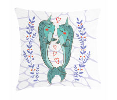 Valentines Day Whales Pillow Cover