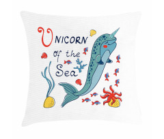 Colorful Swimming Whale Pillow Cover
