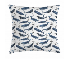 Aquerelle Ocean Whales Pillow Cover