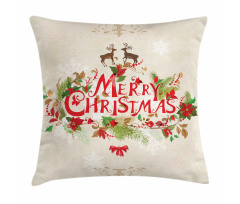 Floral Merry Xmas Pillow Cover