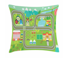 Train Tracks Pillow Cover