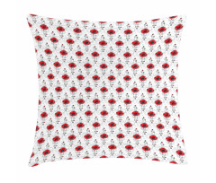 Red Poppy Geometrical Pillow Cover