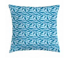 Big Blue Aquatic Animals Pillow Cover