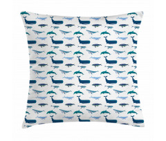 Swimming Marine Animals Pillow Cover