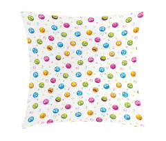 Colorful Round Fun Faces Pillow Cover
