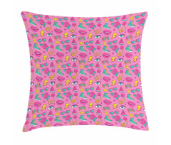 Retro Comics on Pink Pillow Cover
