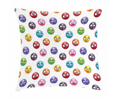Different Cartoon Faces Pillow Cover