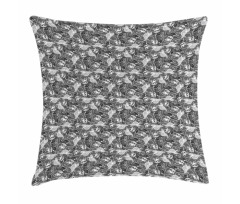 Greyscale Skulls Doodle Pillow Cover