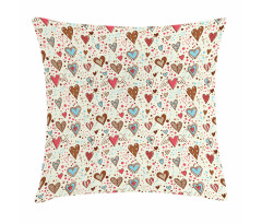Hand Drawn Hearts Pillow Cover
