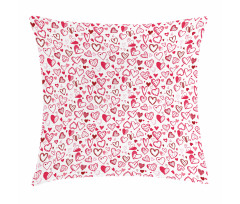 Sketch Style Hearts Pillow Cover