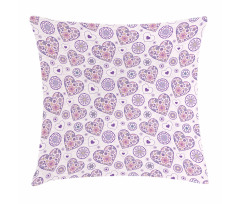 Hearts with Flowers Pillow Cover