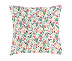 Hand Drawn Style Poppies Pillow Cover
