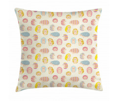 Dotted Floral Striped Pillow Cover