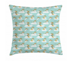 Playing Harp in the Sky Pillow Cover