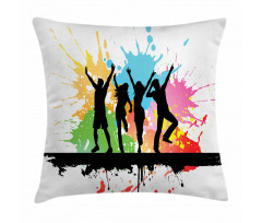 Dance Party People Colors Pillow Cover
