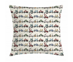 Colorful Bicycles Pattern Pillow Cover