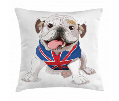 Puppy with Flag Pillow Cover