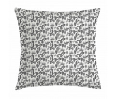 Cacti Plant Greyscale Pillow Cover