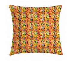 3D Ring Shapes Grunge Pillow Cover