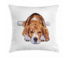 Old Dog Resting Sketch Pillow Cover