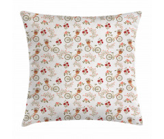 Bikes Poppy Flowers Pillow Cover