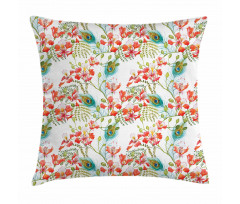 Peacock Feather Petunia Pillow Cover