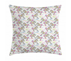 Running Colorful Animals Pillow Cover