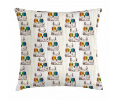 Funny Birds with Glasses Pillow Cover